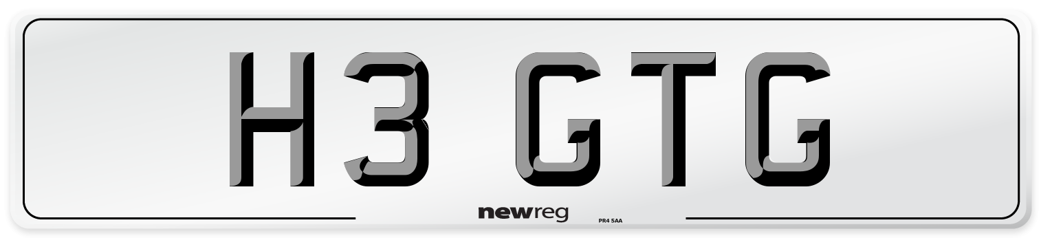 H3 GTG Number Plate from New Reg
